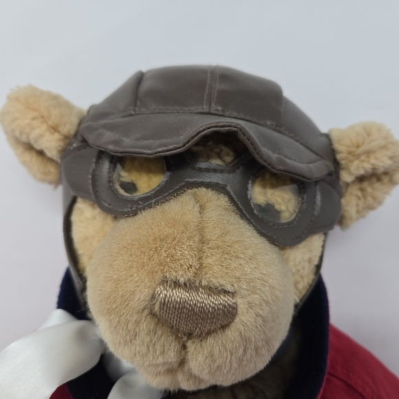 Lands' End-Gund Explorer Stuffed Bear 1997 Baron Von Oops Aviator Jacket Goggles - Picture 2 of 13